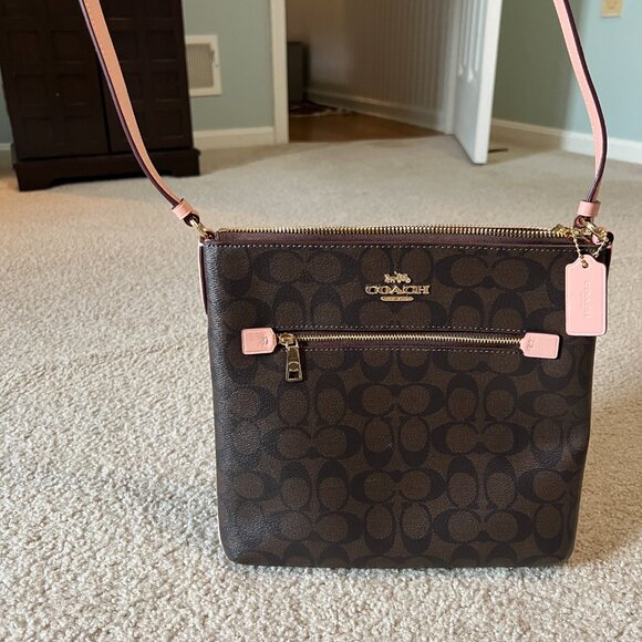 Coach Rowan File Bag, Signature Canvas and Shell Pink Trim - Picture 7 of 7